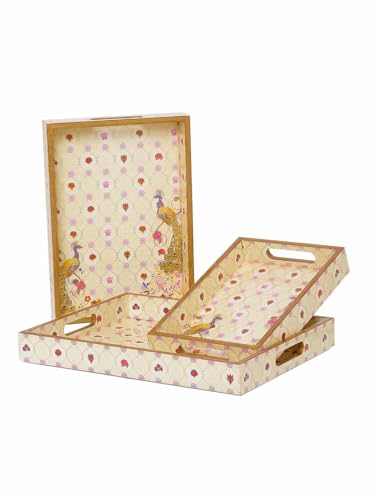 Peacock Family- Tray Set of 3