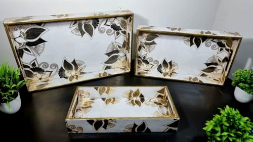 Fleur-De-Lotus- Tray Set of 3